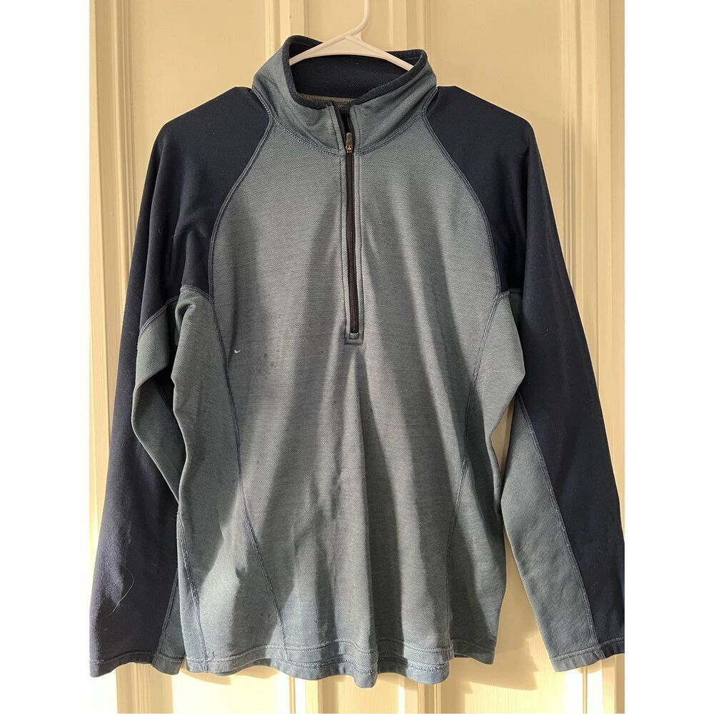 Patagonia blue and navy blue men's Kathleen quarter zip base layer shirt M